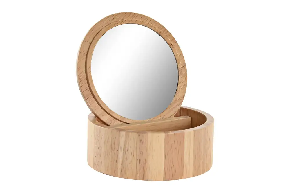 Natural Wood Jewelry Mirror Box