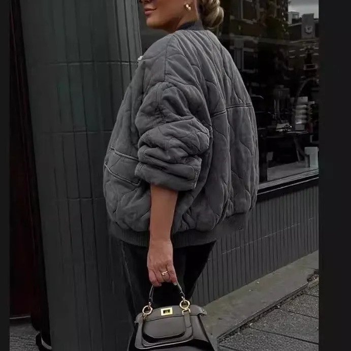 Refined Oversized Quilted Bomber Jacket