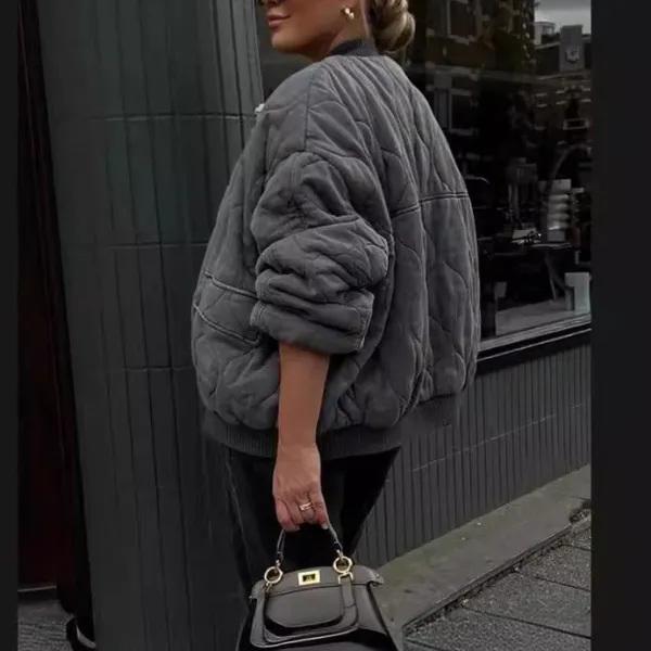 Refined Oversized Quilted Bomber Jacket