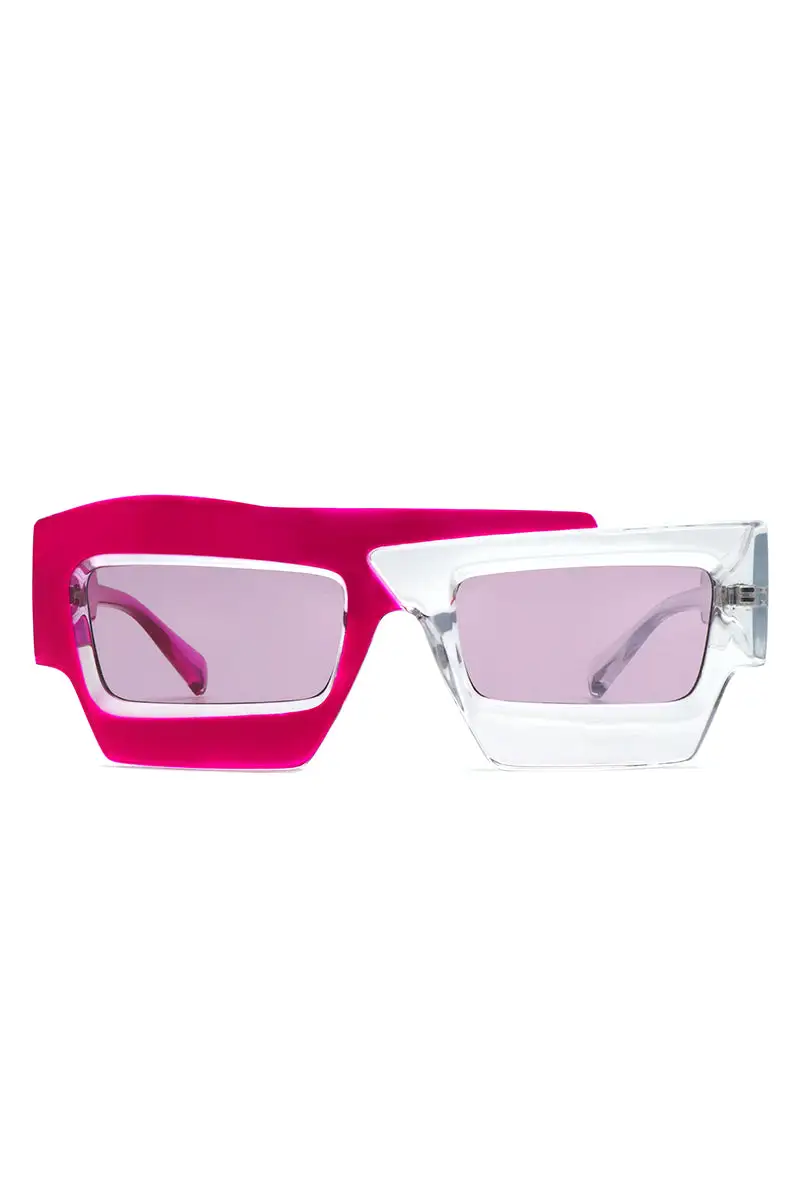 Marble Square Flat Top Frame Sunglasses
