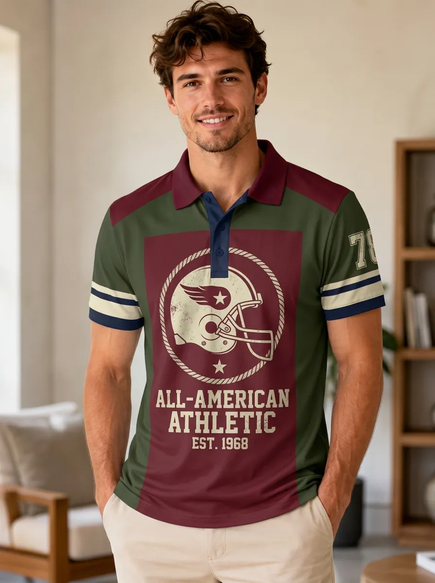 Men's Gridiron Helmet All Polo Shirt