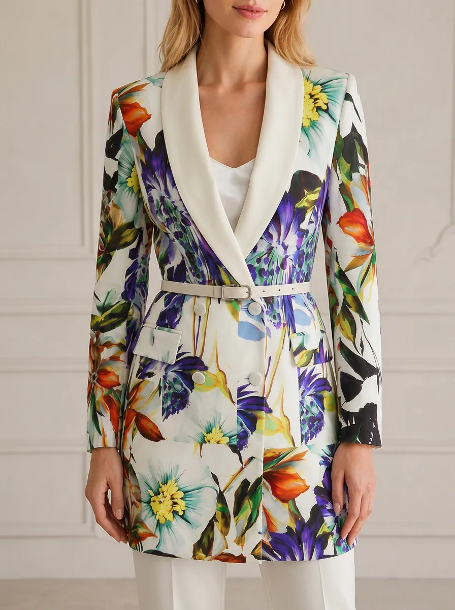Women's Floral Lover Colorful Botanical Printed Blazer
