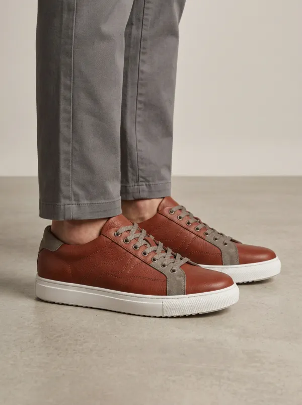 Men's Leather Suede Trimmed Casual Sneakers