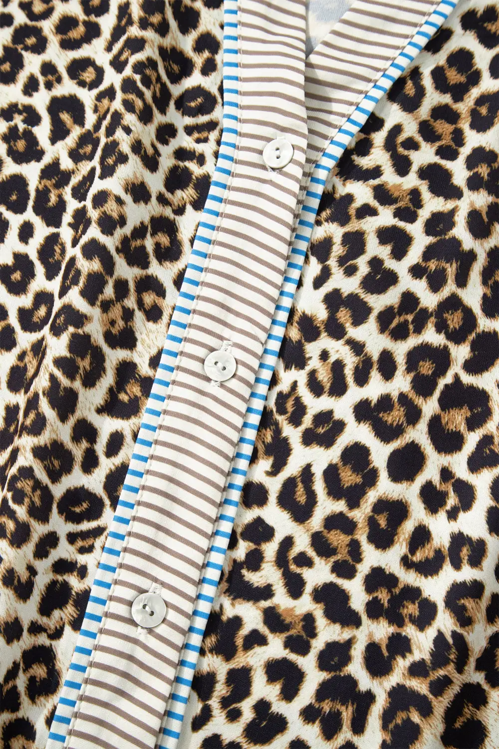 Lightweight Feel Striped Animal Print V Neck Mini Dress