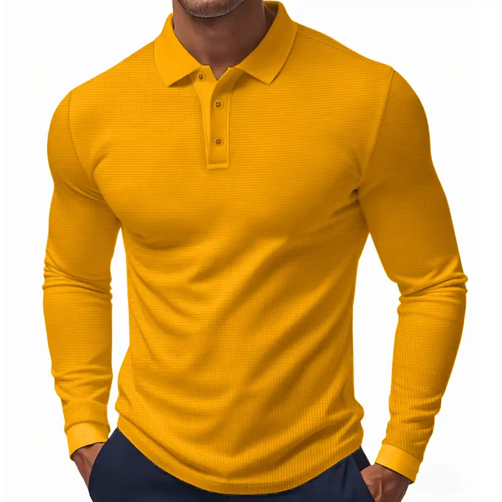 Long Sleeve Slim Fit Jersey Polo Shirt