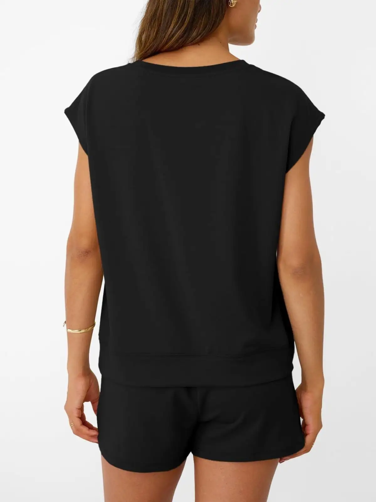 Tailored Drawstring Pocketed Top and Shorts Matching Set