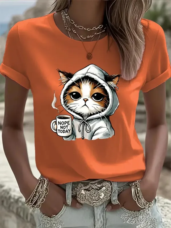 Women's Cute Cat Print Casual T-Shirt