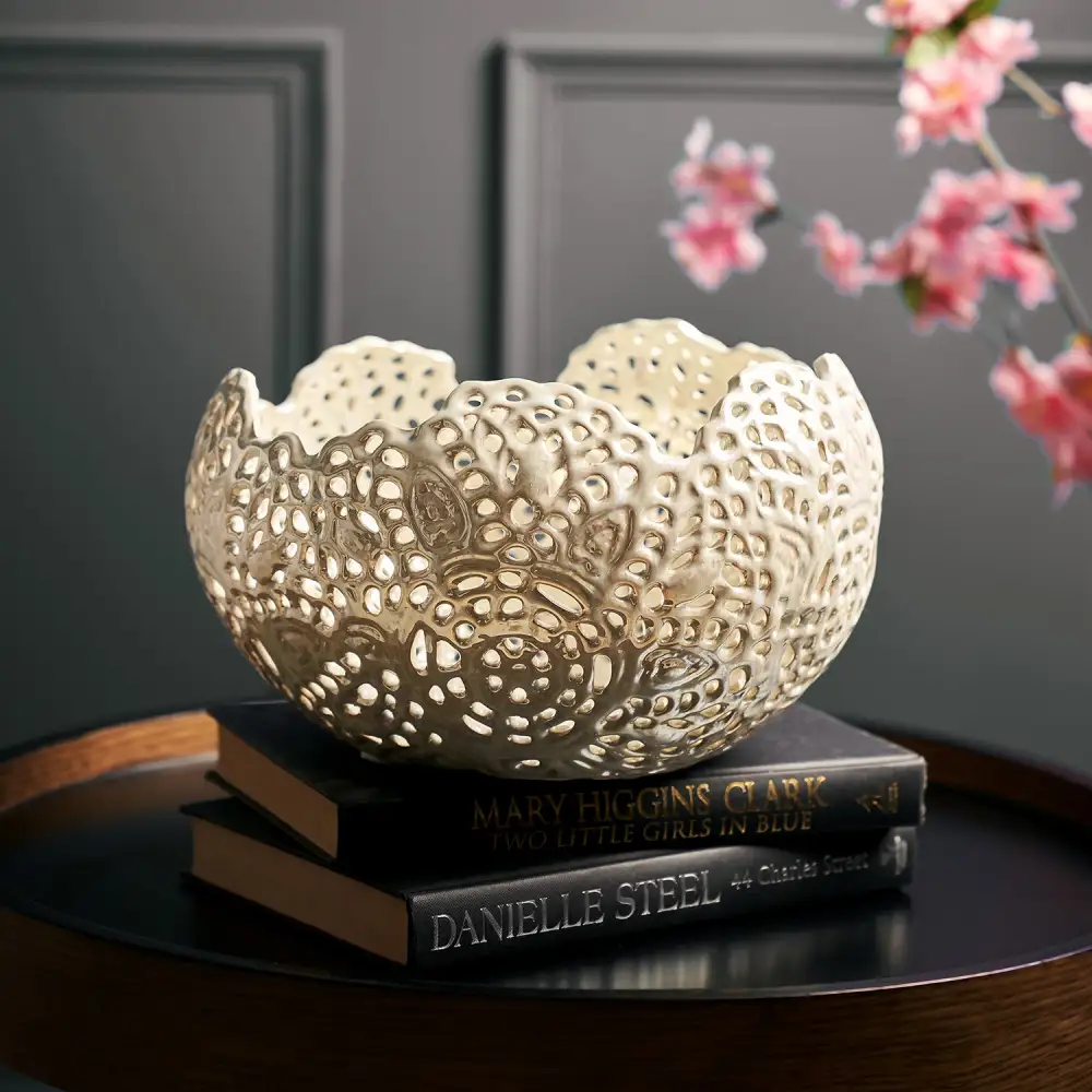 White Lattice Ceramic Vase