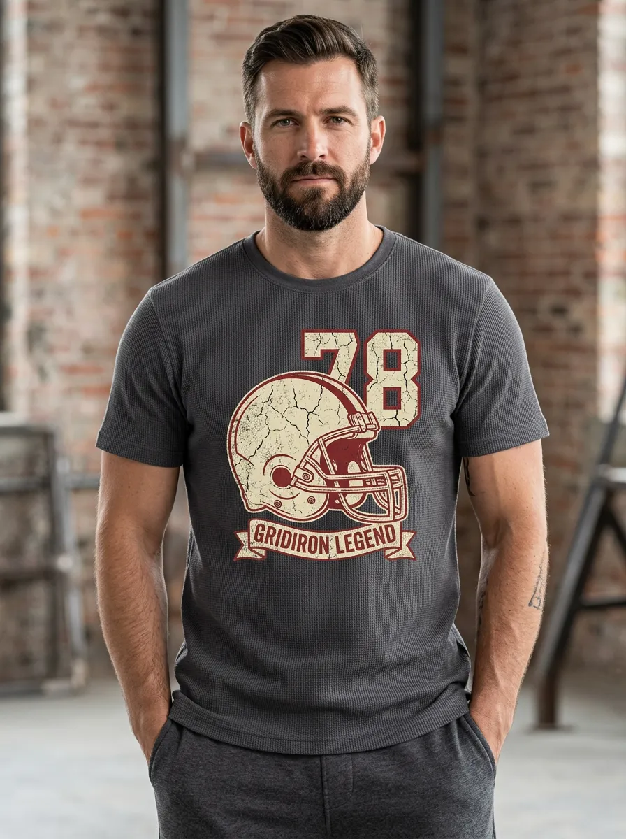 Men's Football Fan 78 Gridiron Legend Helmet Printed T-Shirt