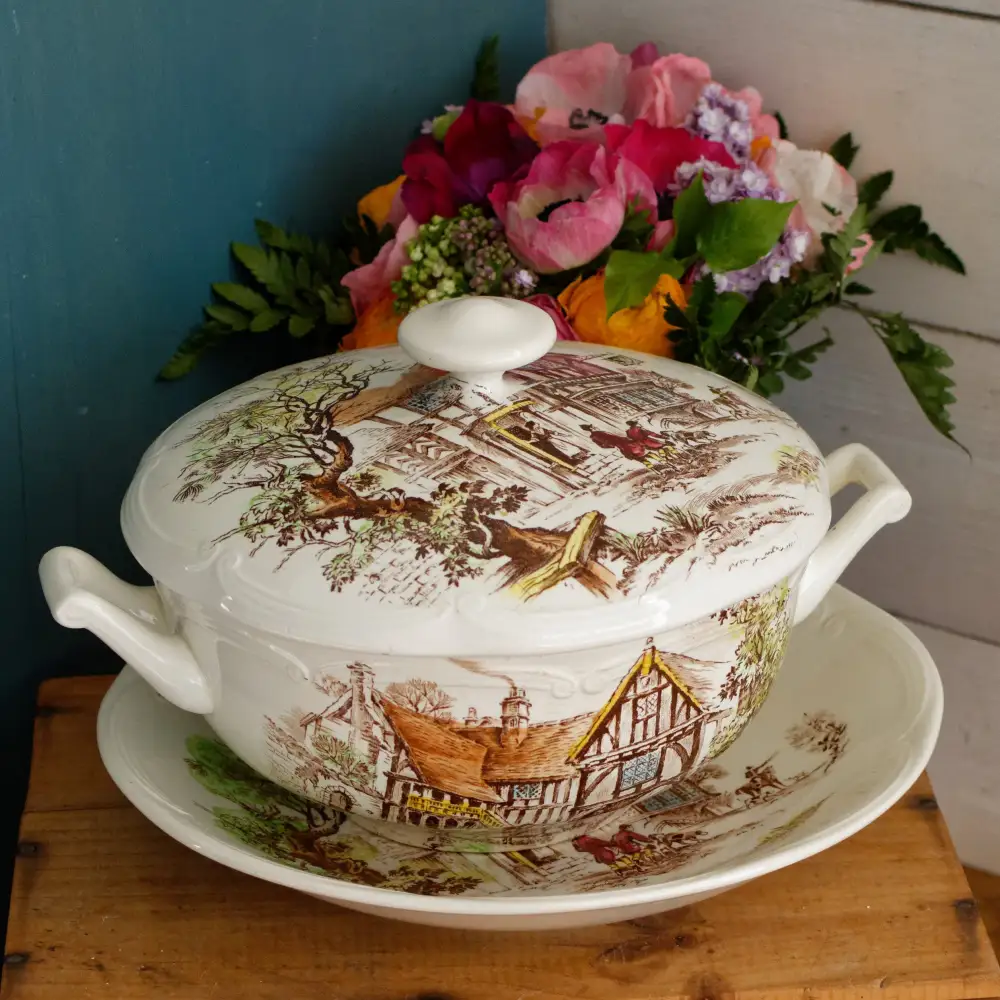 Artful Transferware Soup Tureen