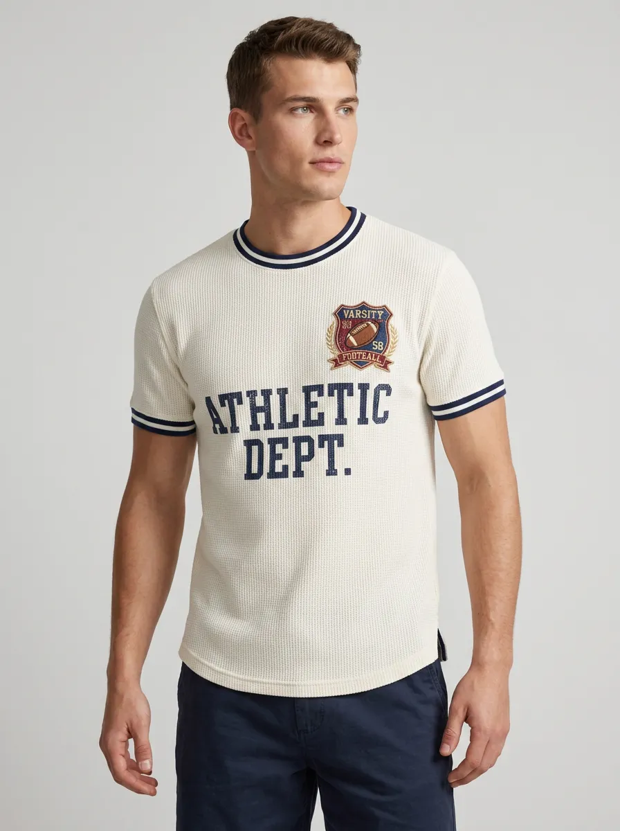 Men's Varsity Football Athletic Dept Printed Waffle T-shirt