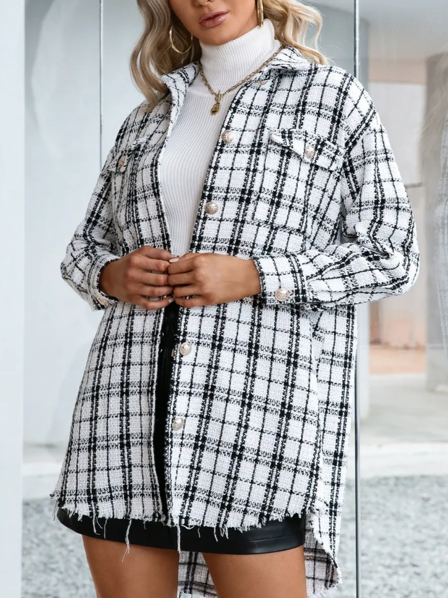 Relaxed Plaid Pocketed Jacket
