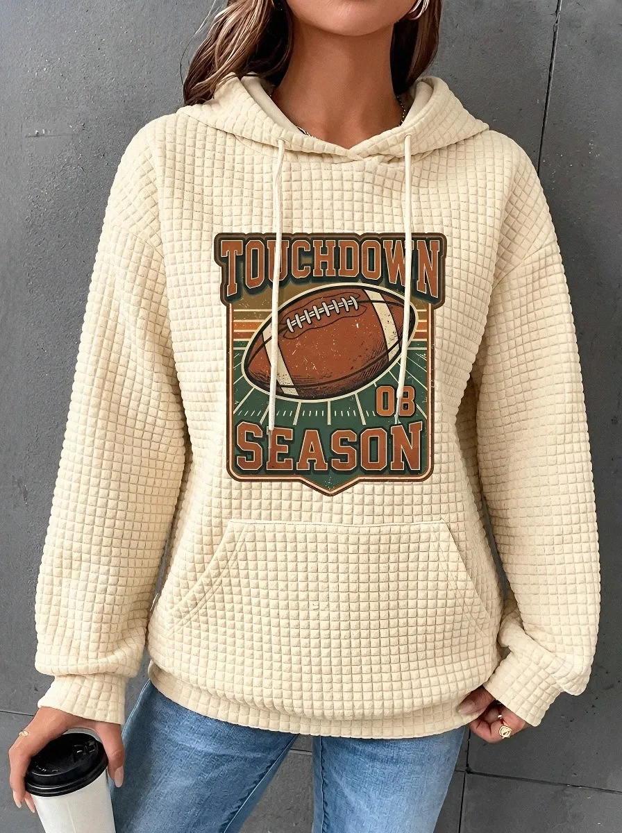 Women's American Football Touchdown Season Graphic Printed Hoodie