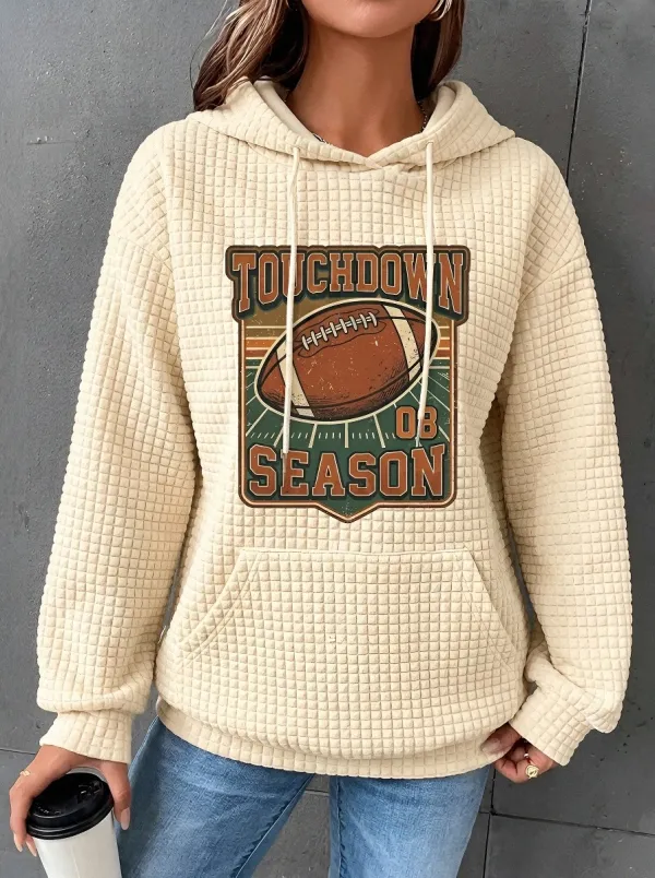 Women's American Football Touchdown Season Graphic Printed Hoodie