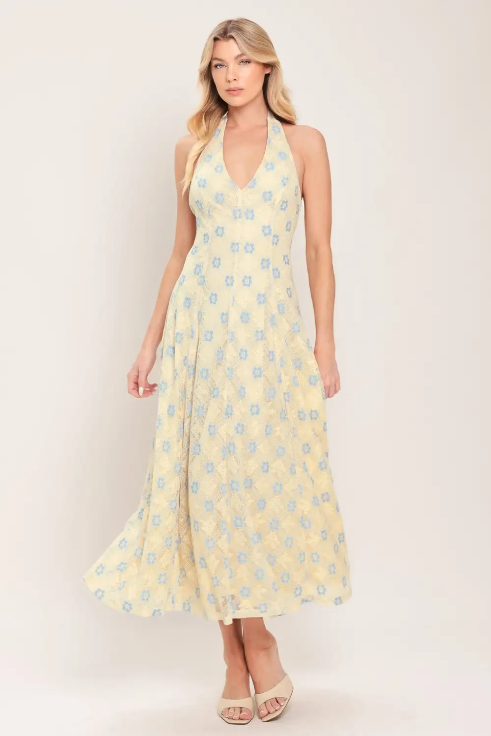 Halter Lace Midi Dress