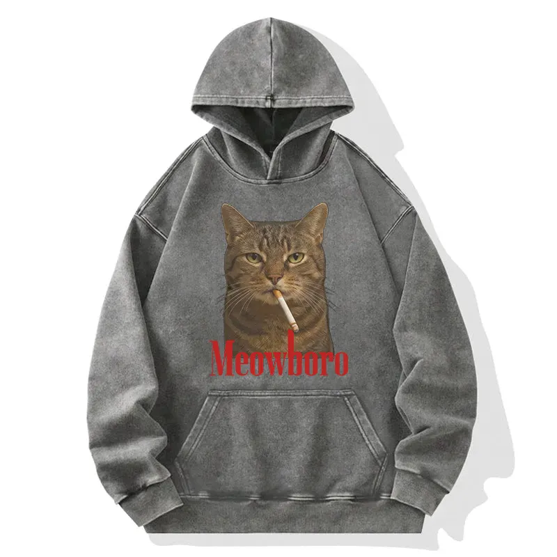 Funny Realistic Cat Meme Washed Hoodie