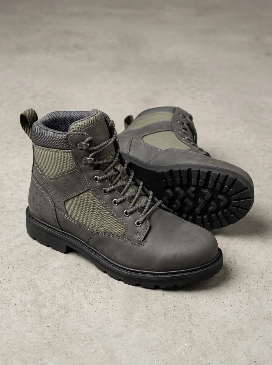 Unisex Everyday Outdoor Enthusiast Topographic Pattern Print Work Boots