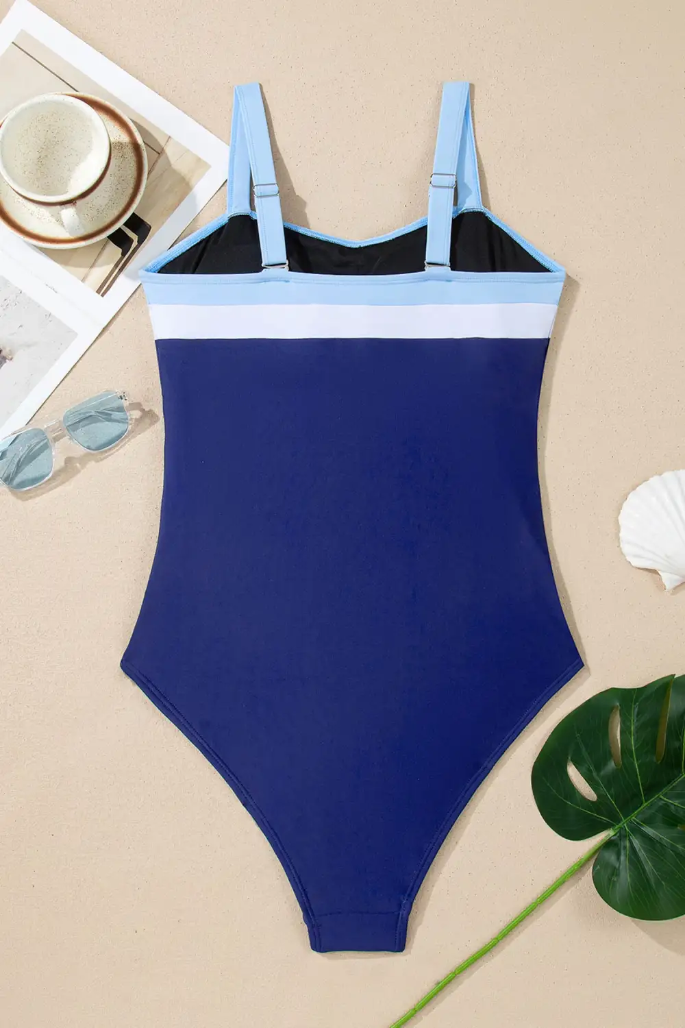 Blocked Pattern Detail One Piece Swimsuit