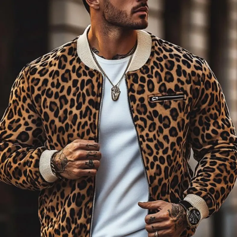 Structured Utility Leopard Print Jacket