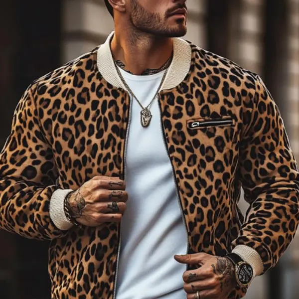 Structured Utility Leopard Print Jacket