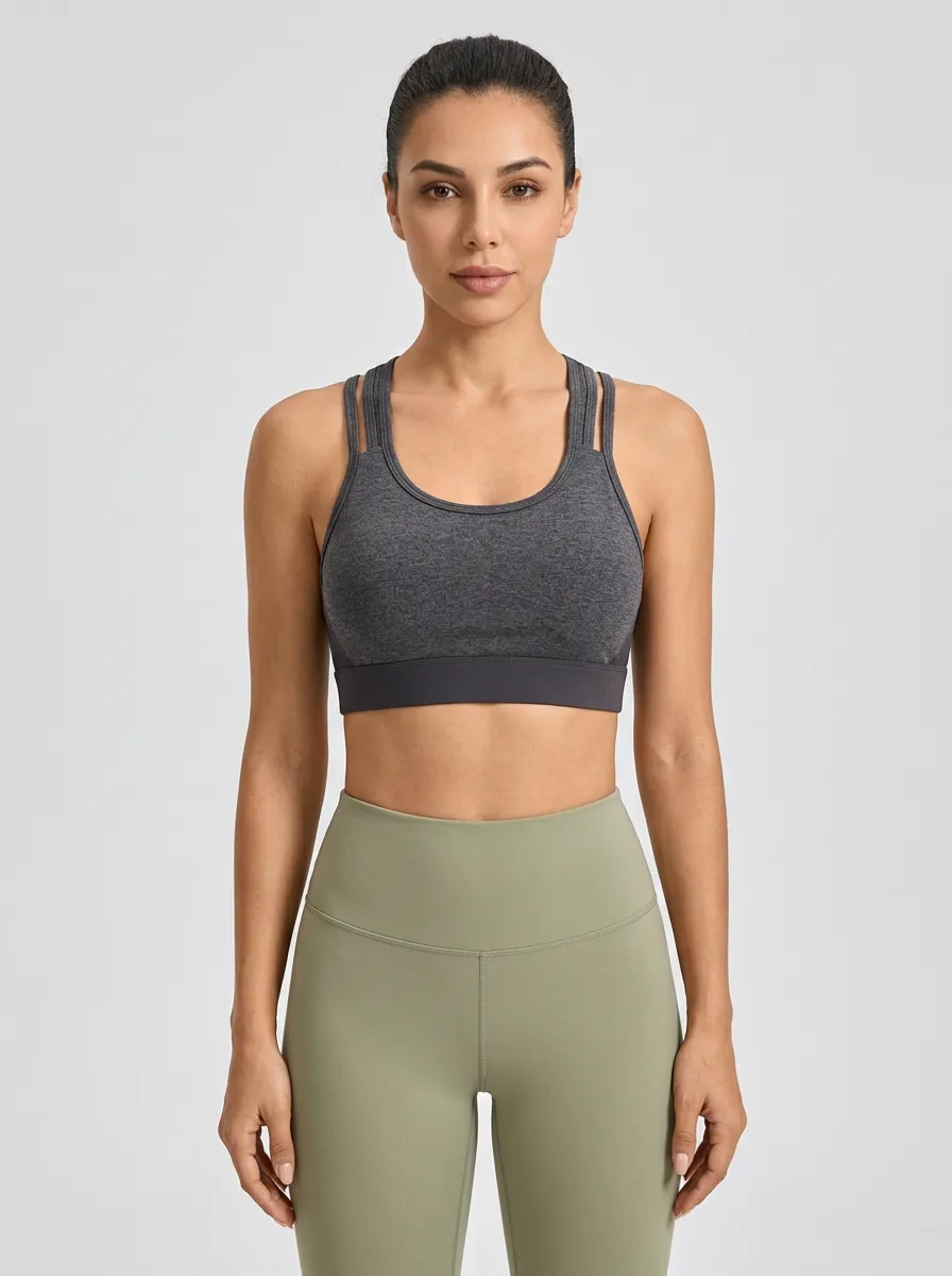 Women's Crisscross Back Active Bra with Soft Touch Detail