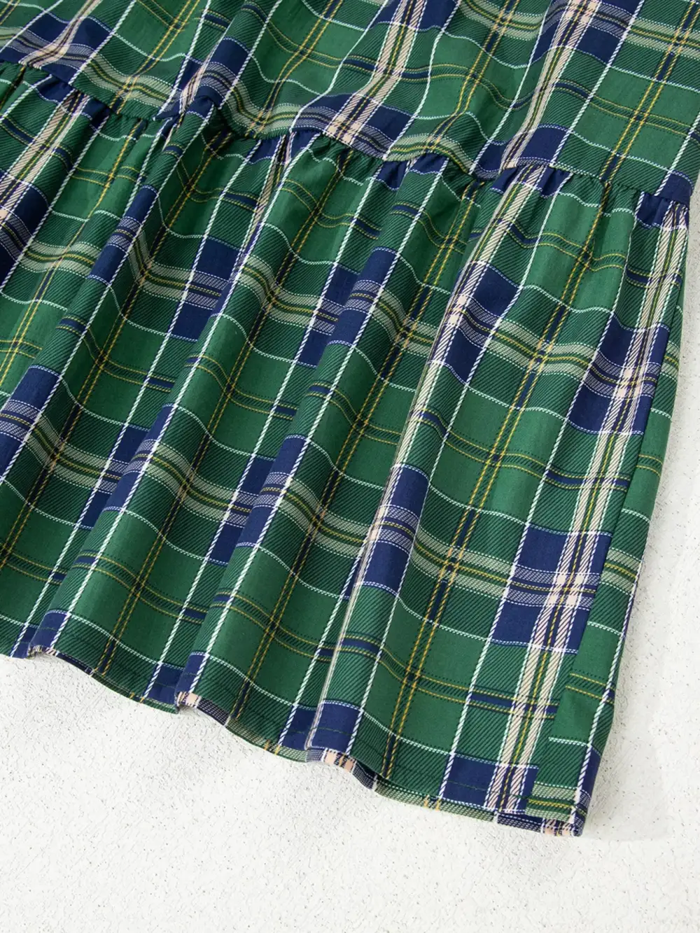 Plaid Ruffle Long Sleeve Mini Dress