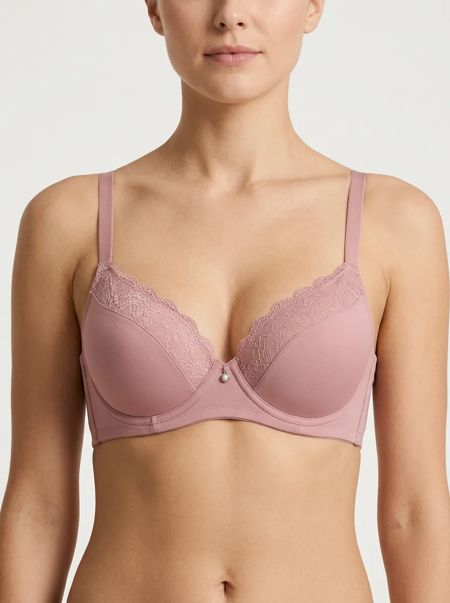 Comfort Padded Lace Trim Detail Daily Wear Women's Bra