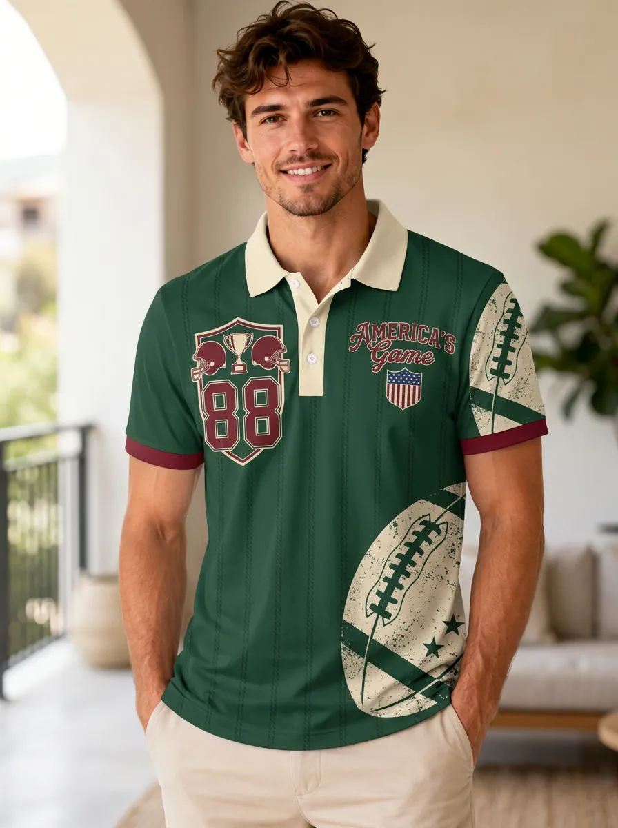 Men's Classic Gridiron Shield Polo Shirt