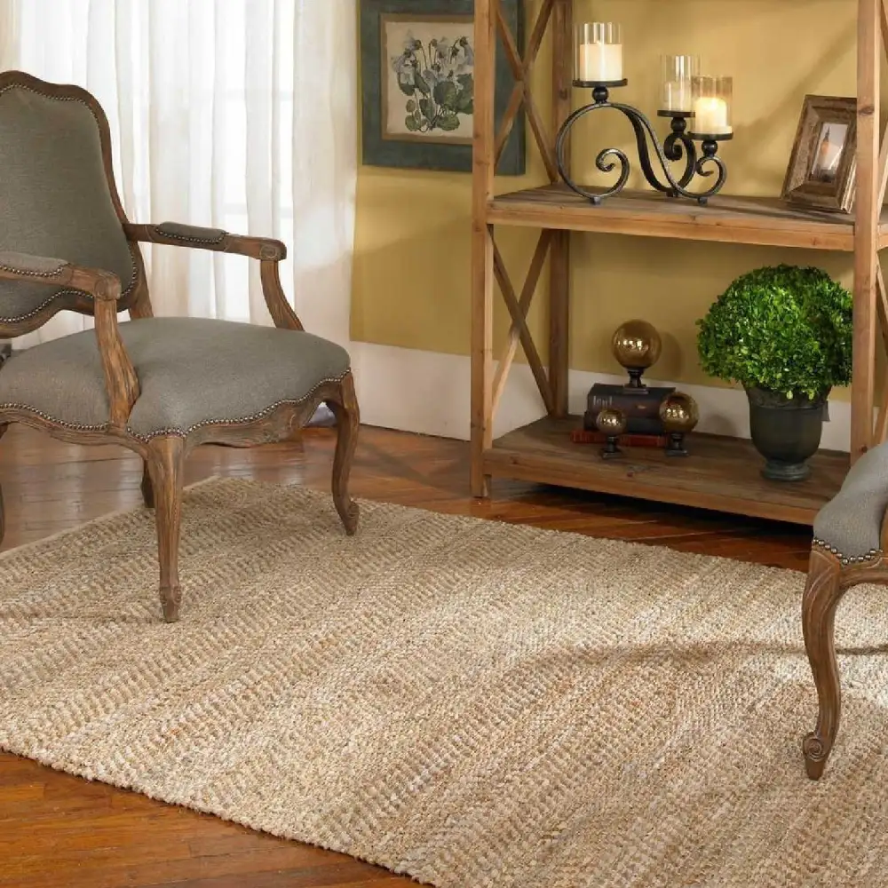 Textured Leather & Hemp Rug