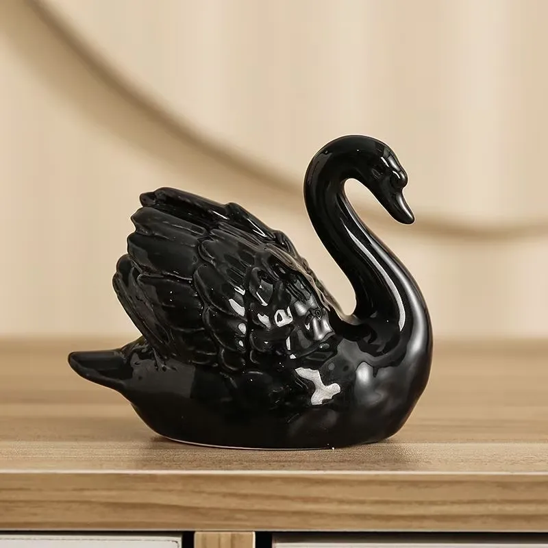 Black & White Swan Figurine Set