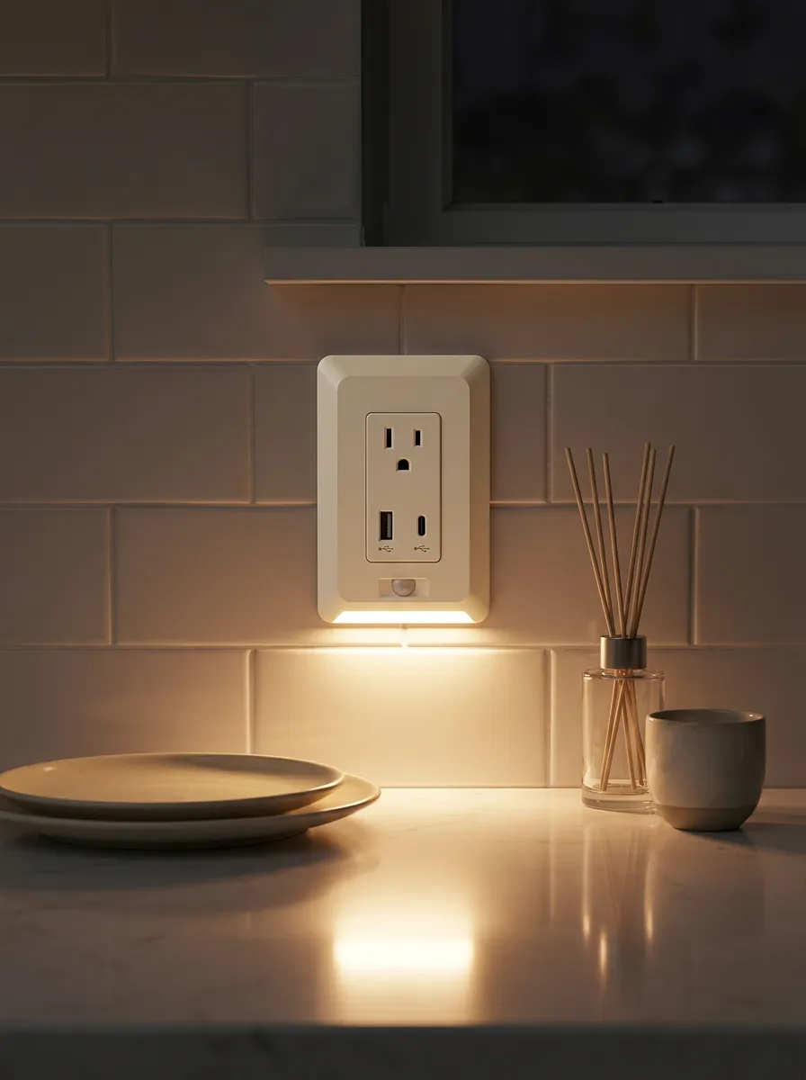 Slim-Bezel Motion Sensor Warm Light Printed LED Outlet Cover