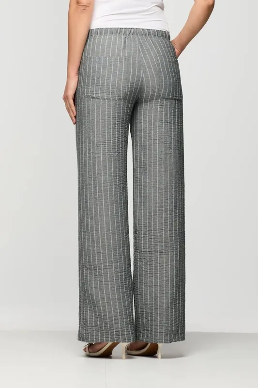 Striped Pull-On Wide Leg Pants