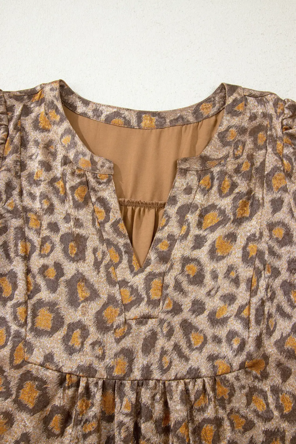 Animal Print V Neck Ruffle Mini Dress