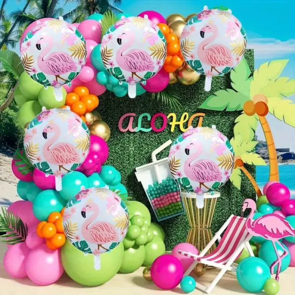 6 Pcs Tropical Flamingo Mylar Balloons