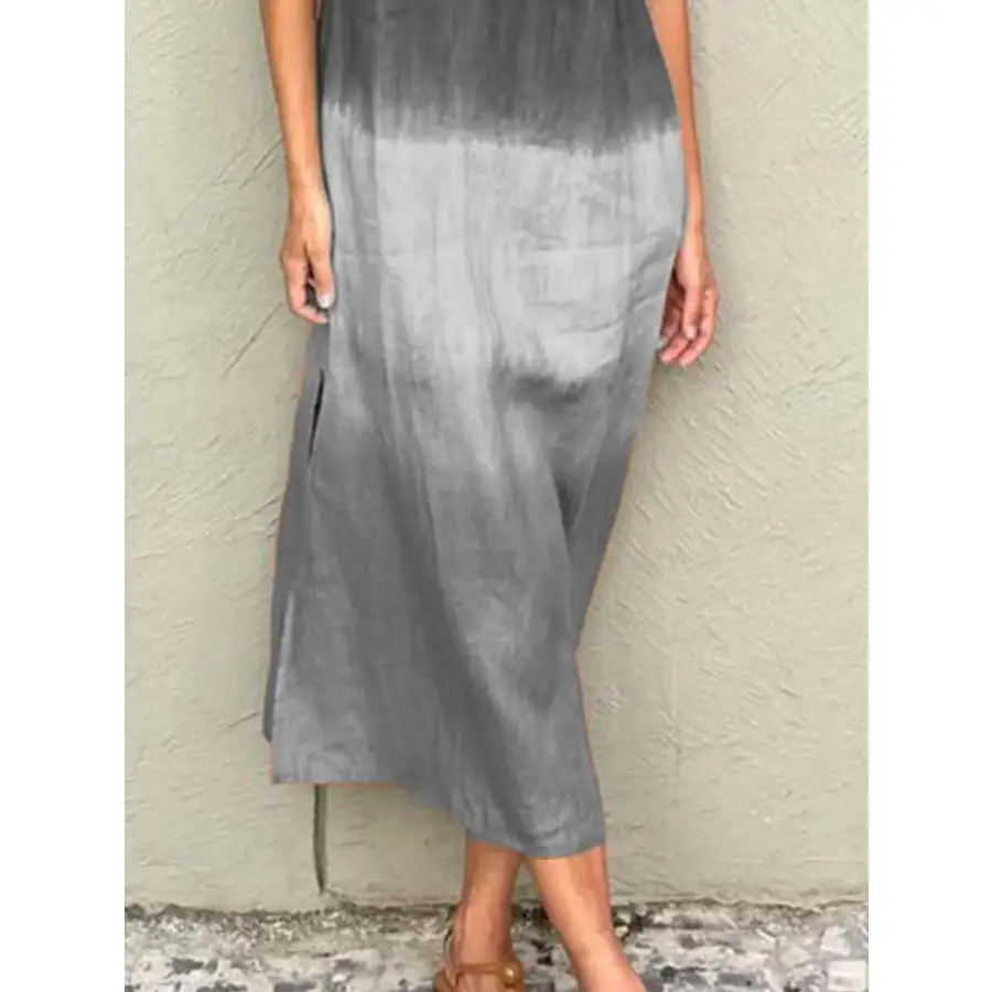 Full Size Sleeveless Gradient Tank Midi Dress Plus Size