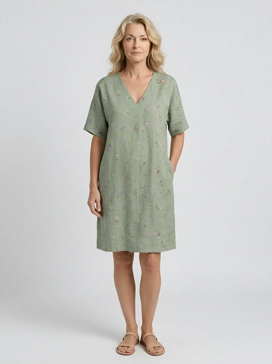 Women's Summer Vacation Lavender Floral Printed Dress