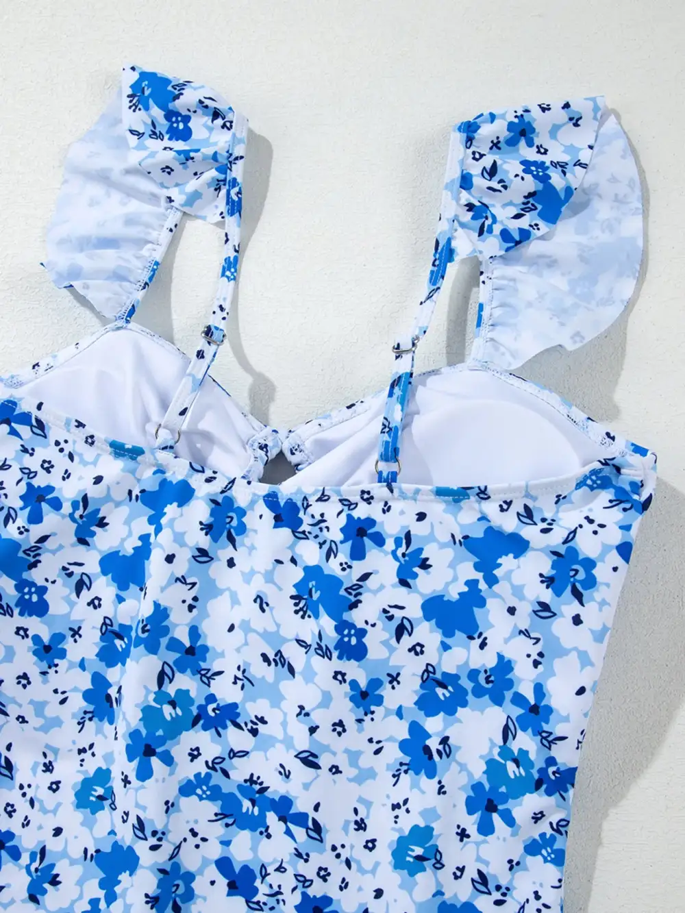 Floral Ruffled Strap Lace Up Hollow Accessory