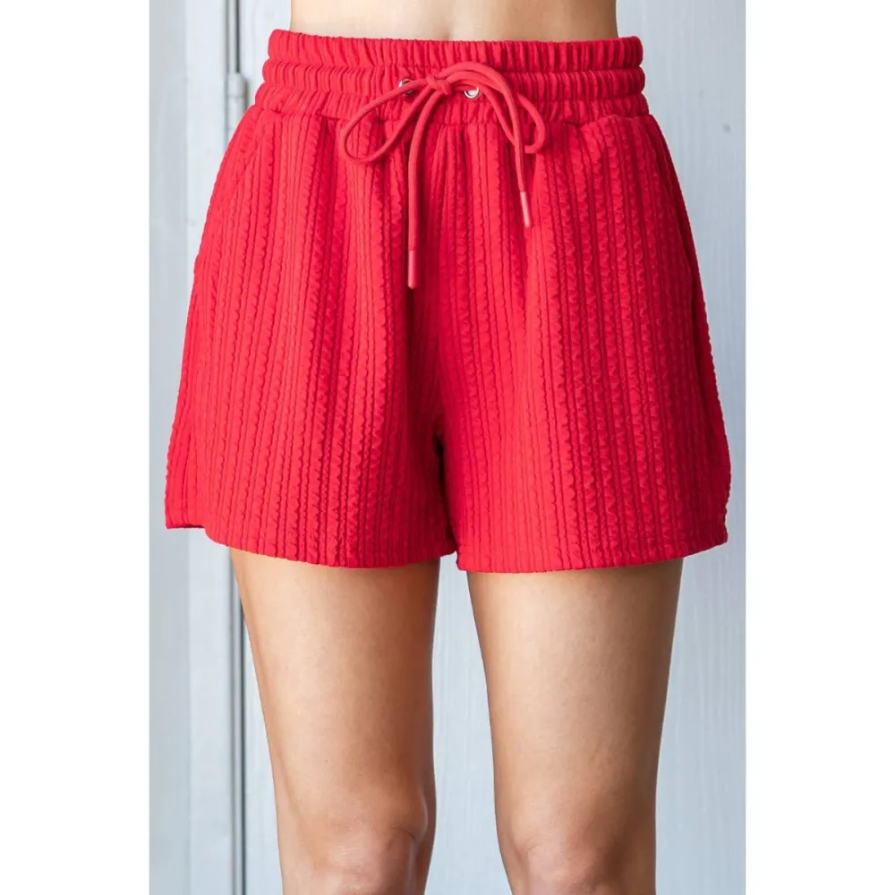 Knit Waffle Textured Casual Shorts