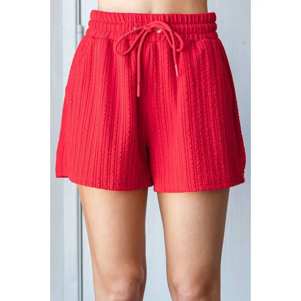 Knit Waffle Textured Casual Shorts