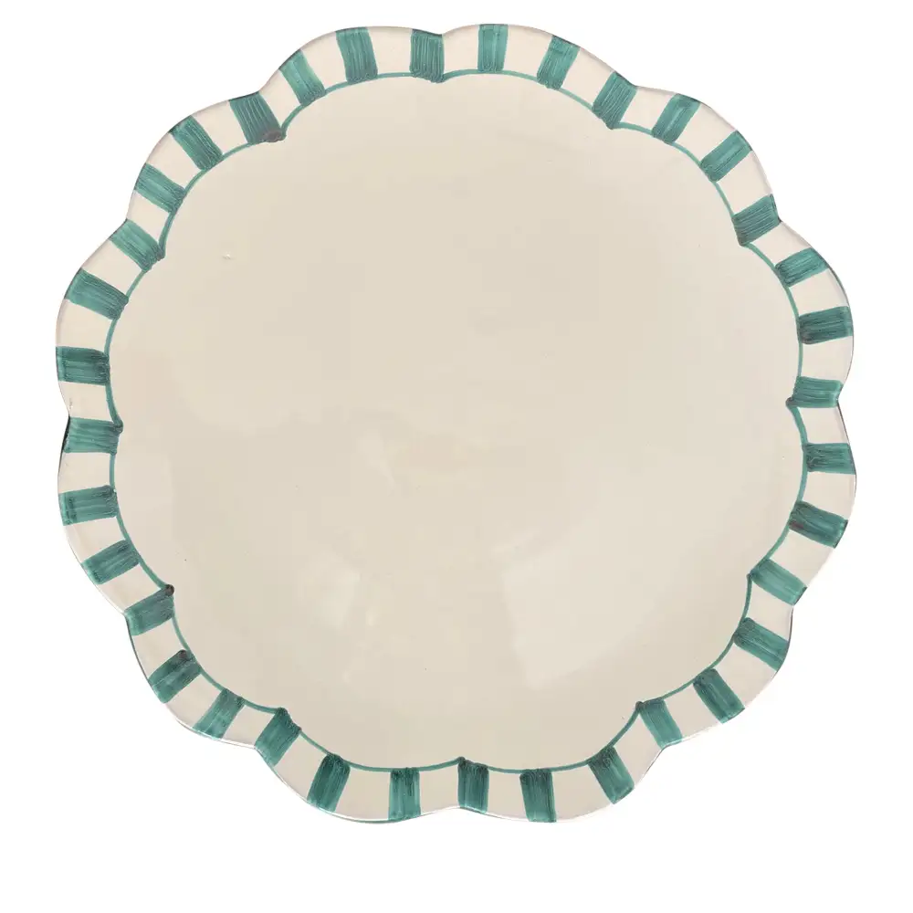Scalloped Striped Ceramic Serving Platter