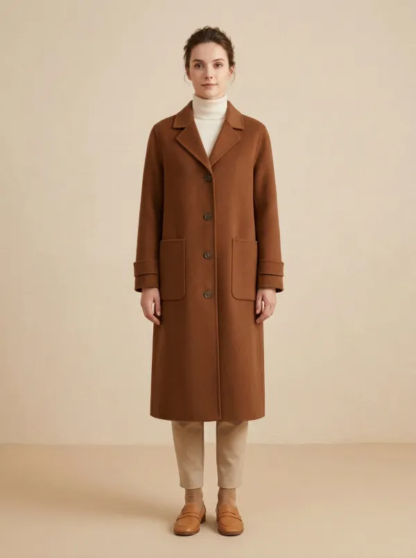 Clean Wool-Blend Outerwear Coat