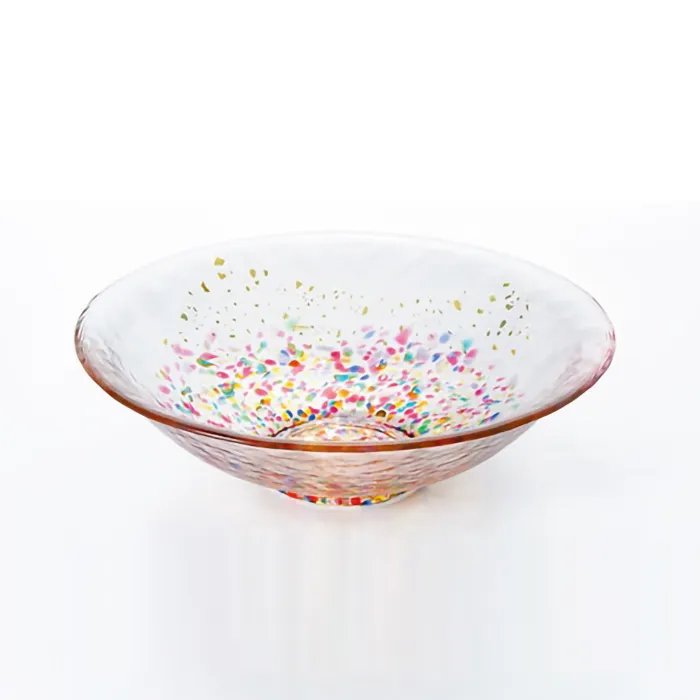 Firework Pattern Glass Shallow Bowl
