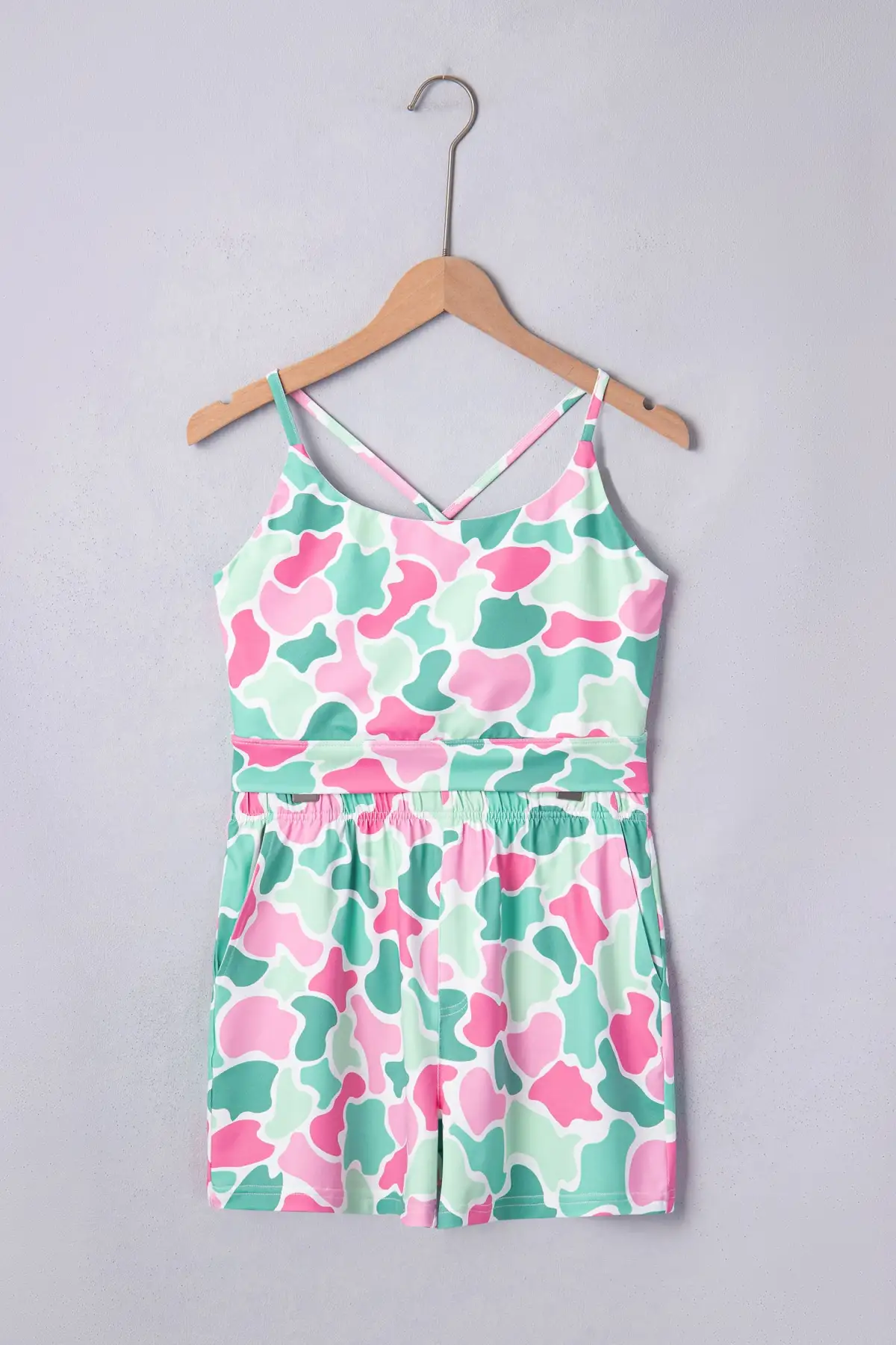 Active Cropped Relaxed Camouflage Two-Piece Set