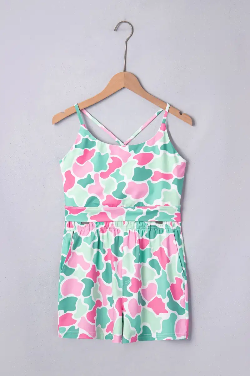 Active Cropped Relaxed Camouflage Two-Piece Set