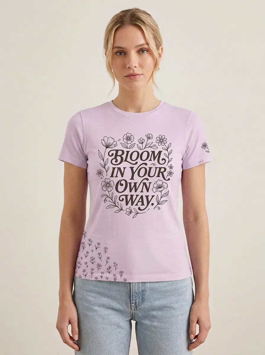 Inspirational Quote Floral Bloom In Your Own Way T-Shirt
