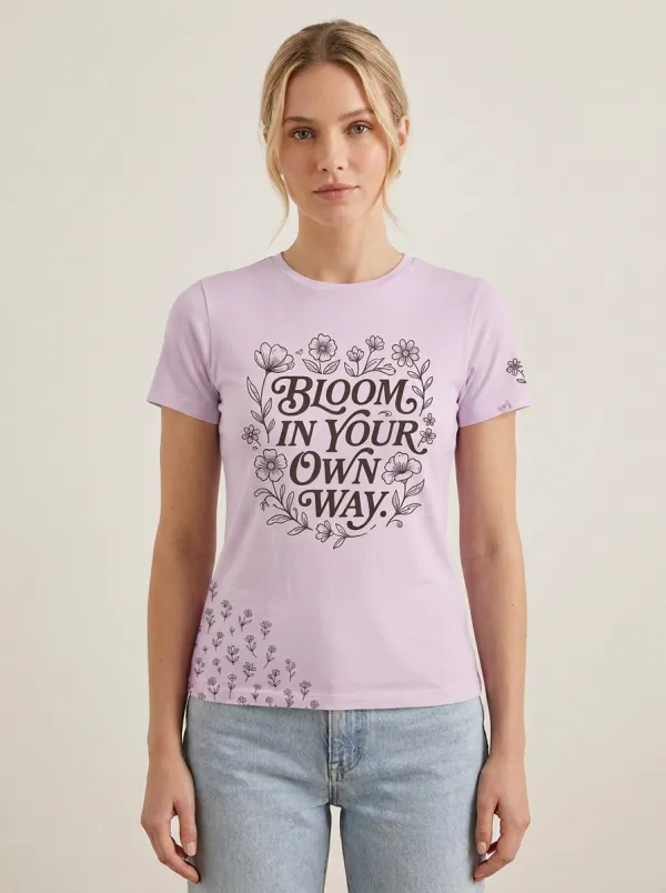 Inspirational Quote Floral Bloom In Your Own Way T-Shirt