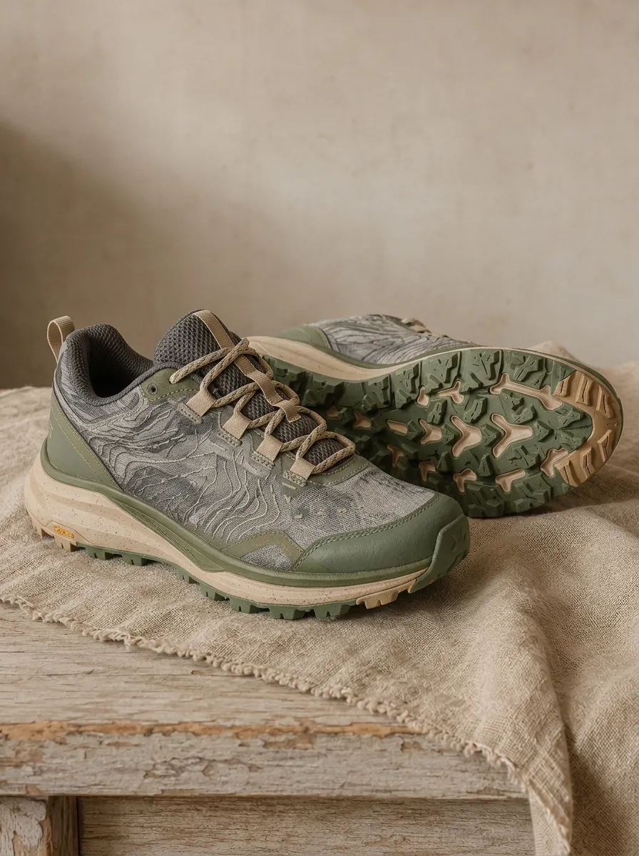 Women's Tempo Hiking Outdoor Topographic Map Printed Sneakers