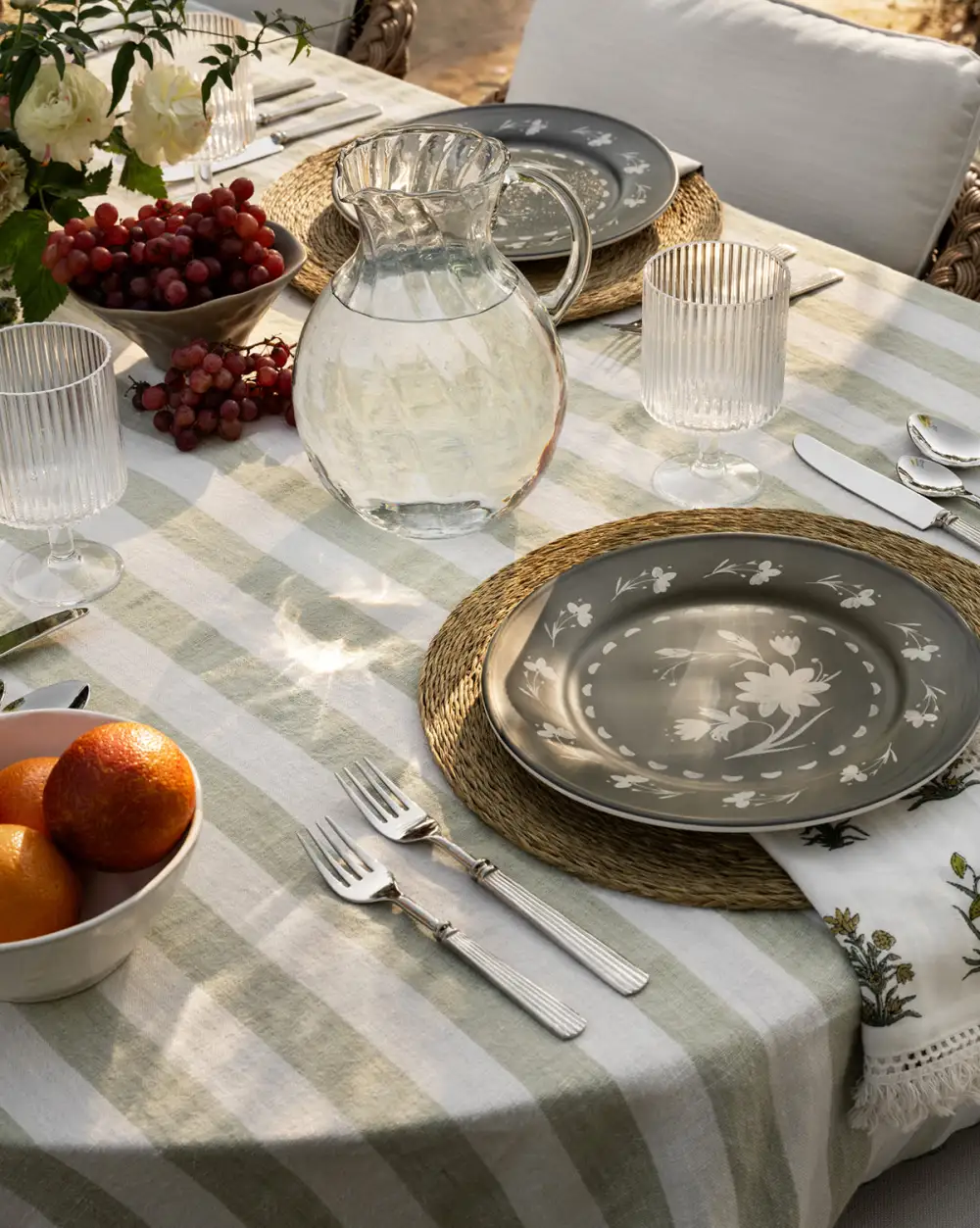 Striped Linen Tablecloth