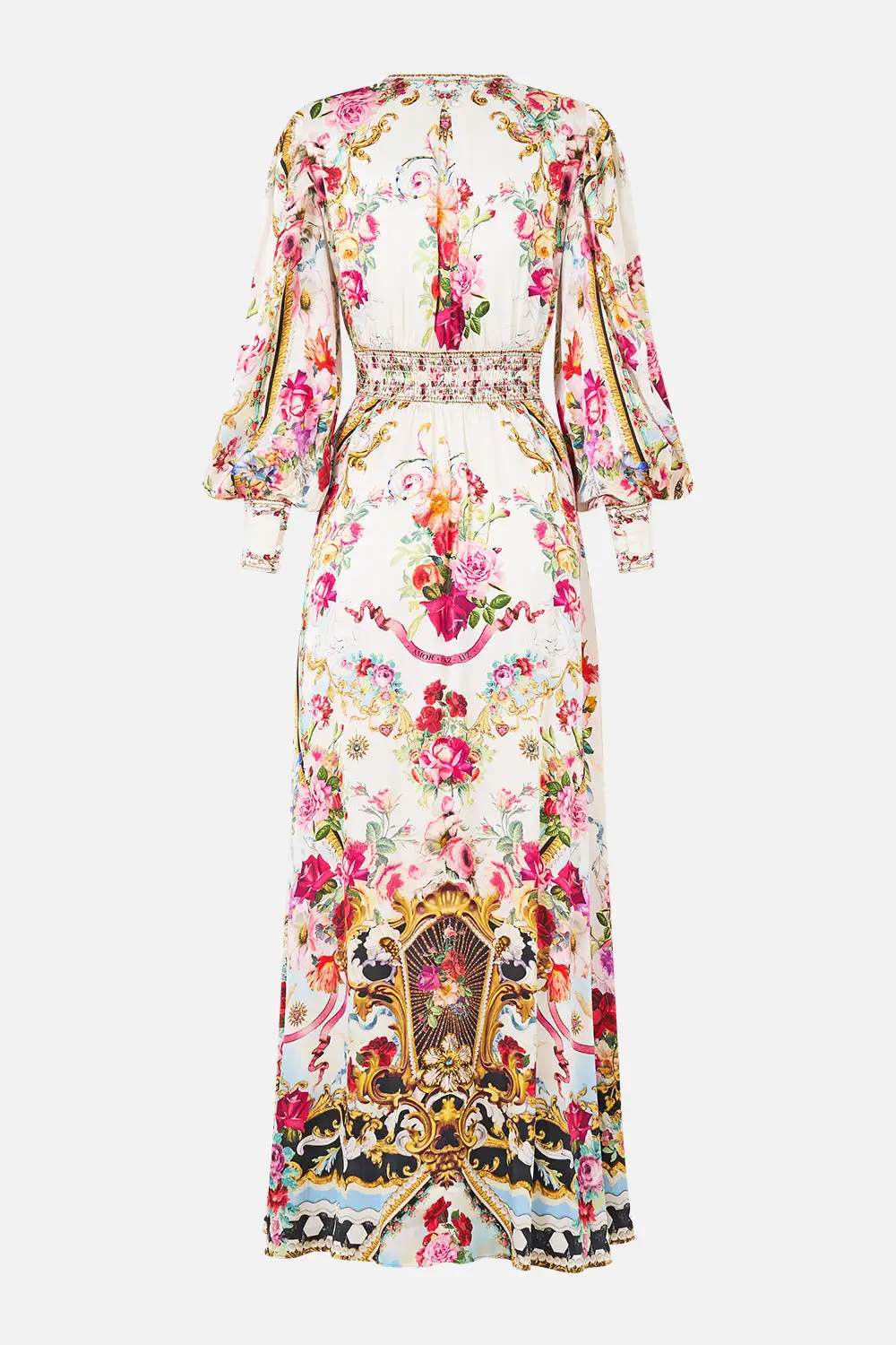 Shaped Waistband Dress with Gathered Sleeves