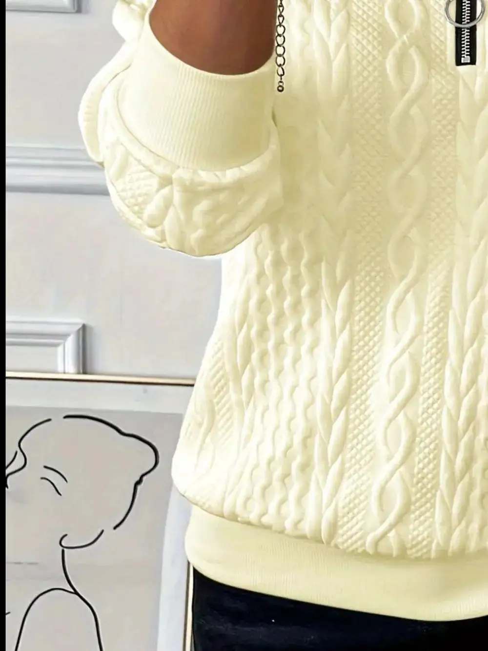 Texture Half Zip Long Sleeve Sweater